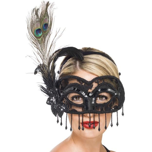 Large Feather Colombina Mask - thefancyhen.ie