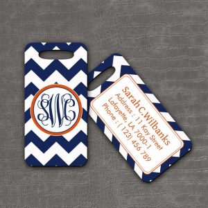 Luggage Tag Blue Chevron - thefancyhen.ie