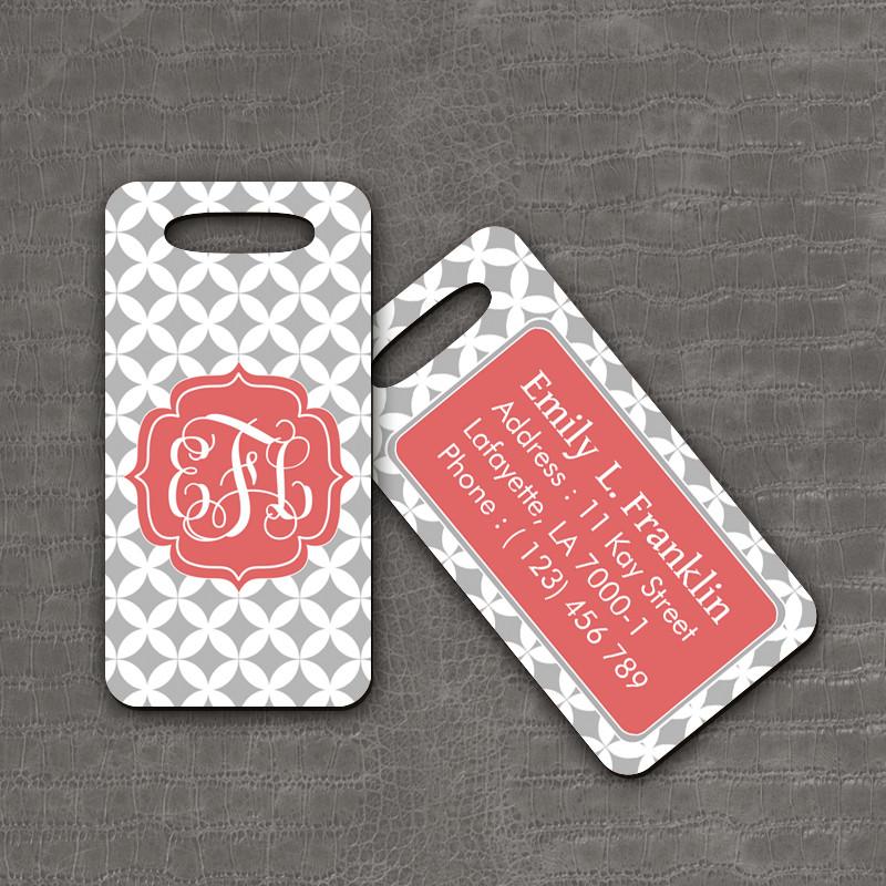 Luggage Tag Grey Checker - thefancyhen.ie