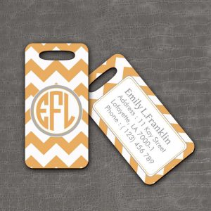 Luggage Tag Orange Chevron - thefancyhen.ie