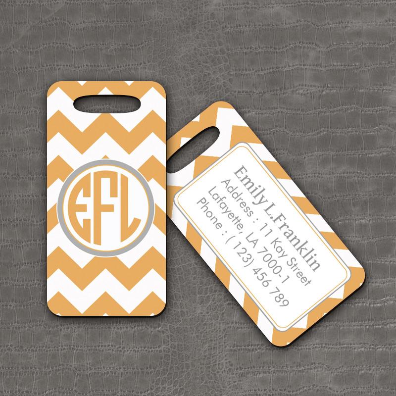 Luggage Tag Orange Chevron - thefancyhen.ie