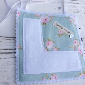 Teal Millie Hessian L Plate - thefancyhen.ie